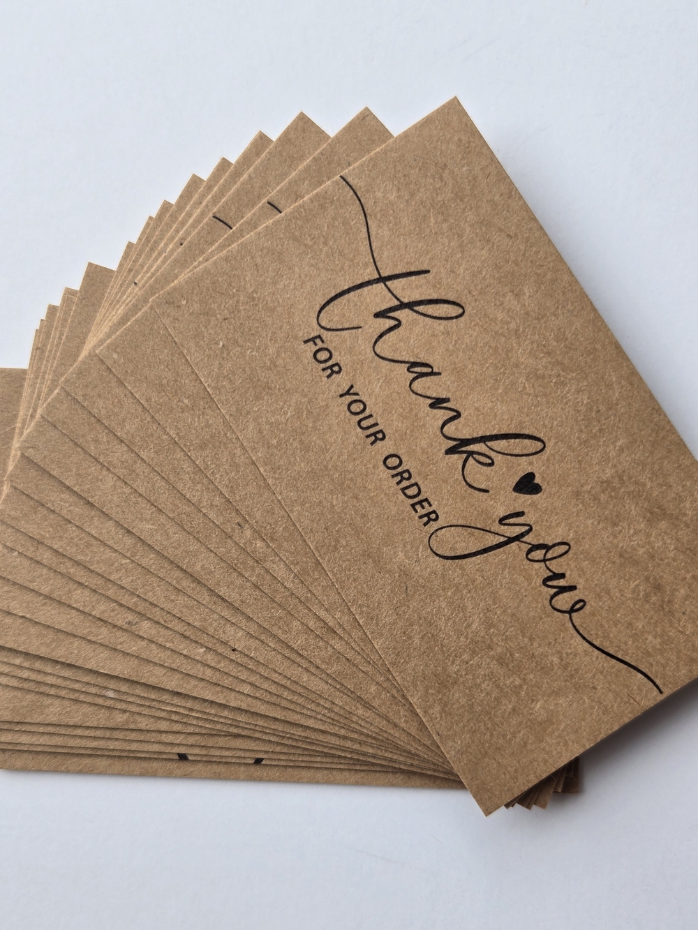 25 Assorted Kraft Thank You Cards Small Business Order Inserts 3.5” x 2” New